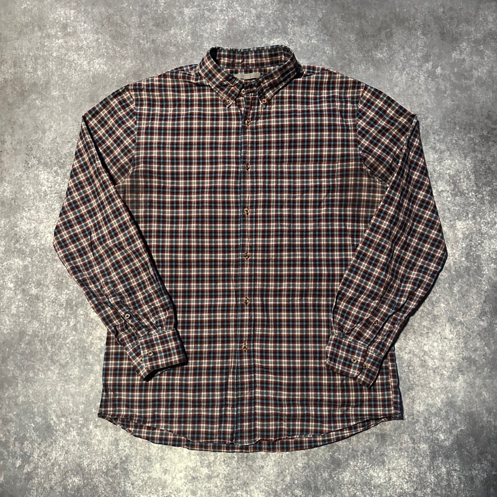 UNIQLO Plaid‎ Button Down Shirt Long Sleeve Men L Black Blue Red Casual